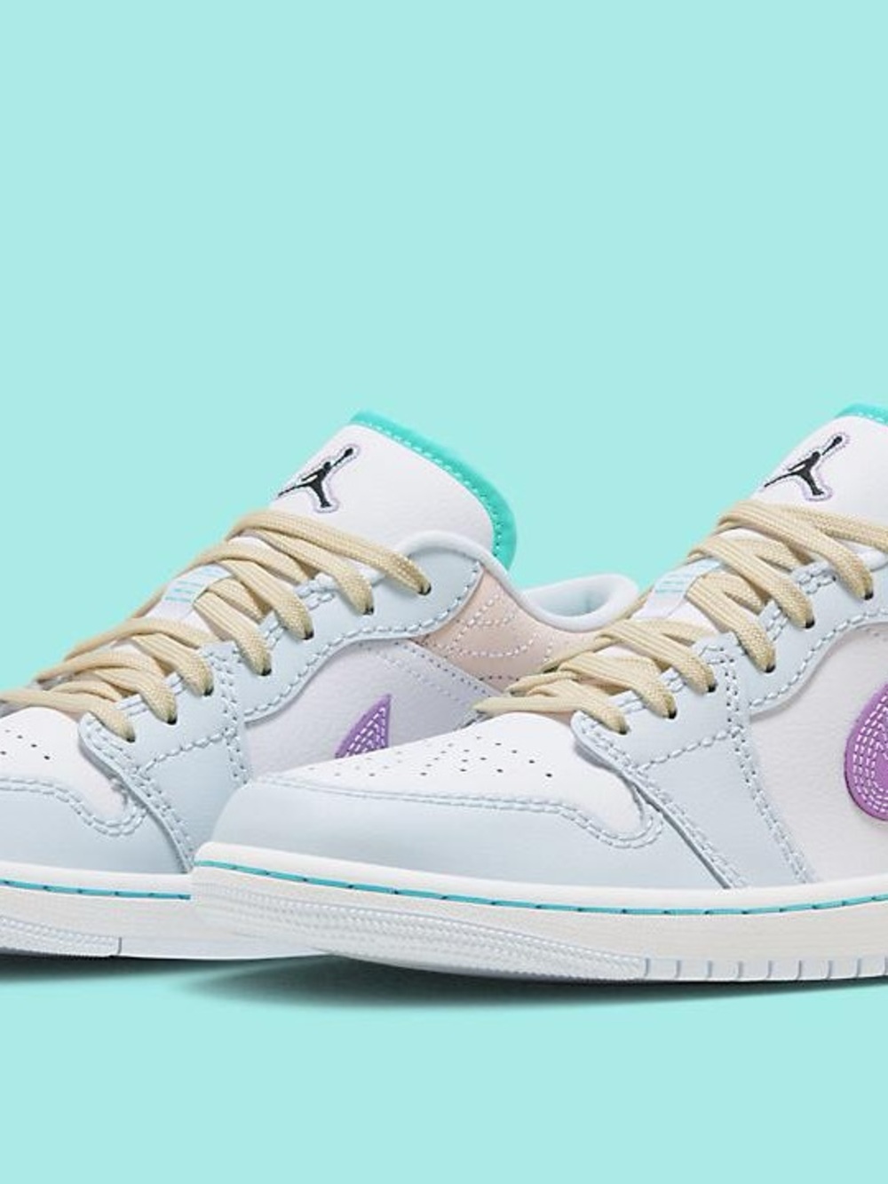Jordan Low Pastel White Mint Teal Lavender Sneakers